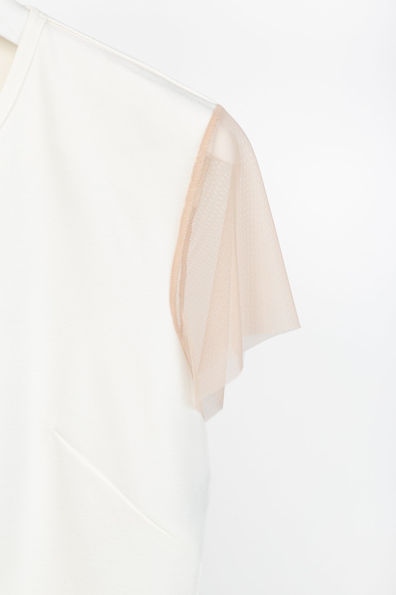 Marie Saint Pierre Nusar White Jersey Mesh-Trim Short-Sleeve Jacket