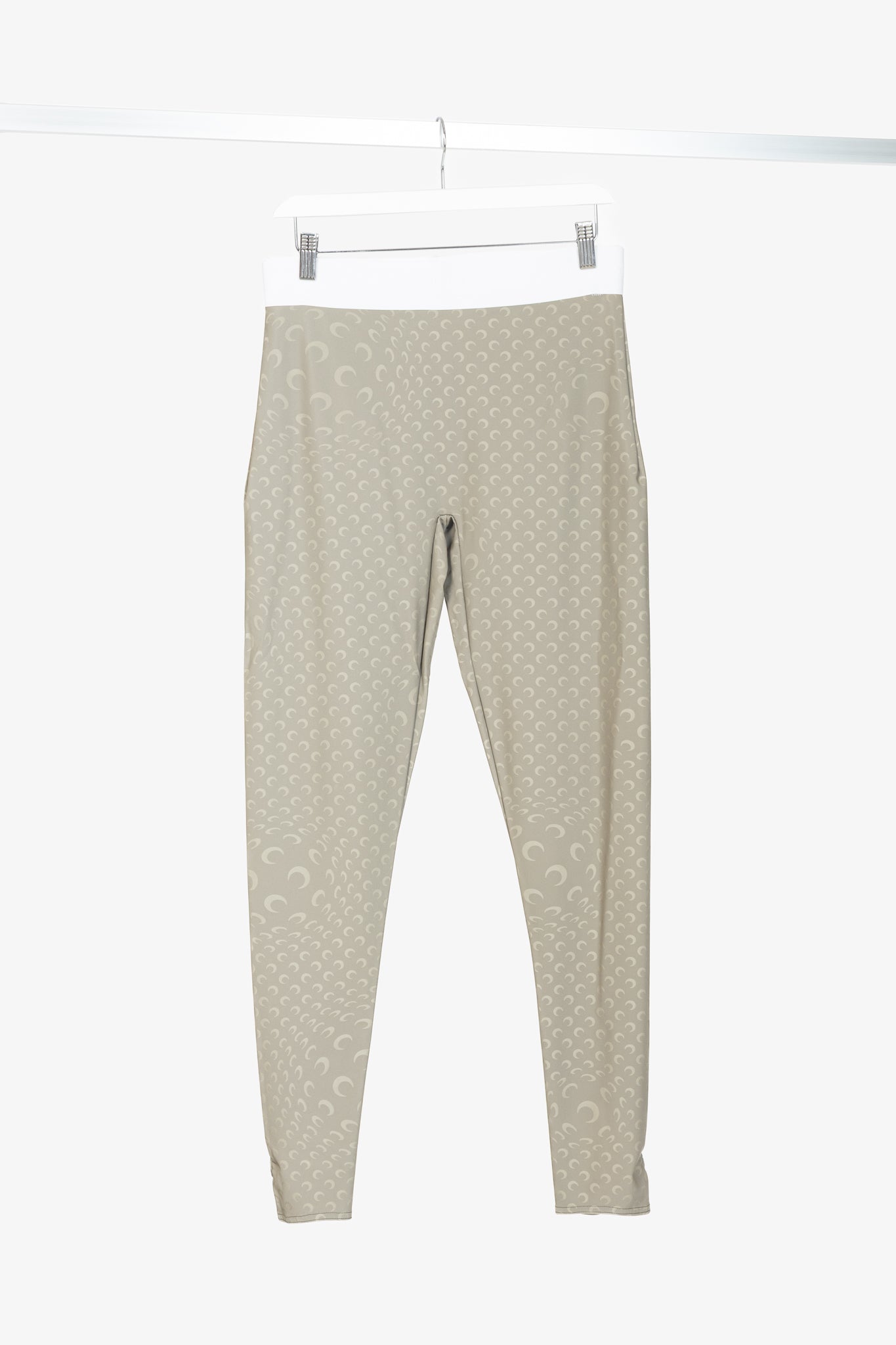 Marine Serre White Line FW20 Taupe Reflective Moon-Print Stirrup Leggings