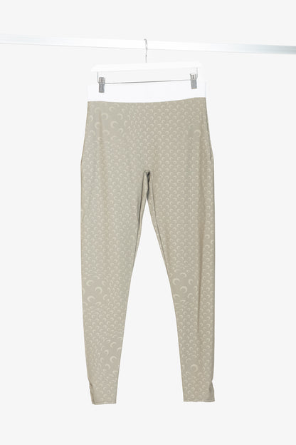 Marine Serre White Line FW20 Taupe Reflective Moon-Print Stirrup Leggings