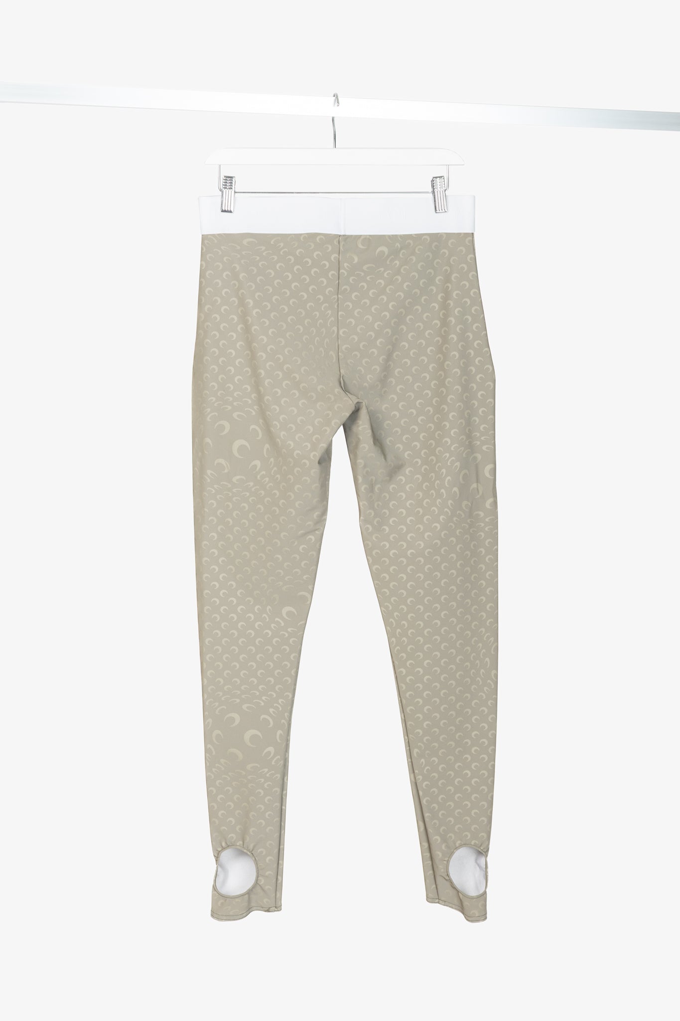 Marine Serre White Line FW20 Taupe Reflective Moon-Print Stirrup Leggings