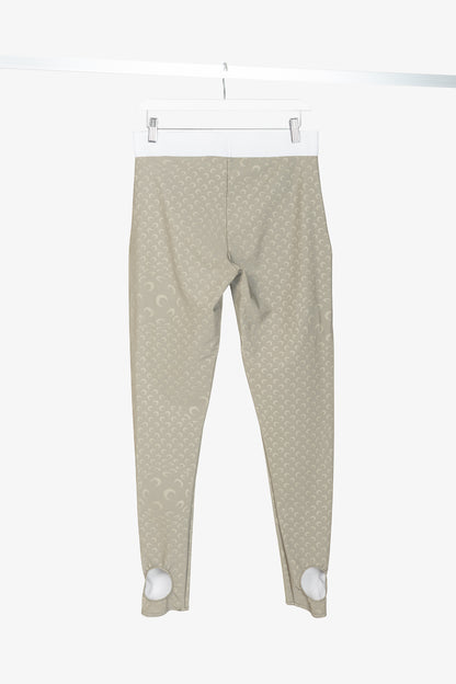 Marine Serre White Line FW20 Taupe Reflective Moon-Print Stirrup Leggings