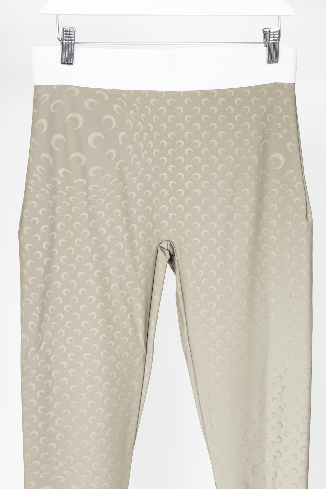Marine Serre White Line FW20 Taupe Reflective Moon-Print Stirrup Leggings