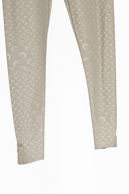 Marine Serre White Line FW20 Taupe Reflective Moon-Print Stirrup Leggings