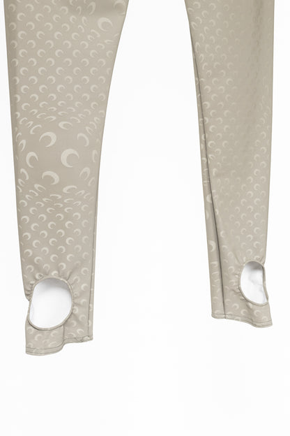 Marine Serre White Line FW20 Taupe Reflective Moon-Print Stirrup Leggings