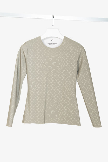 Marine Serre White Line FW20 Taupe Reflective Moon-Print Top