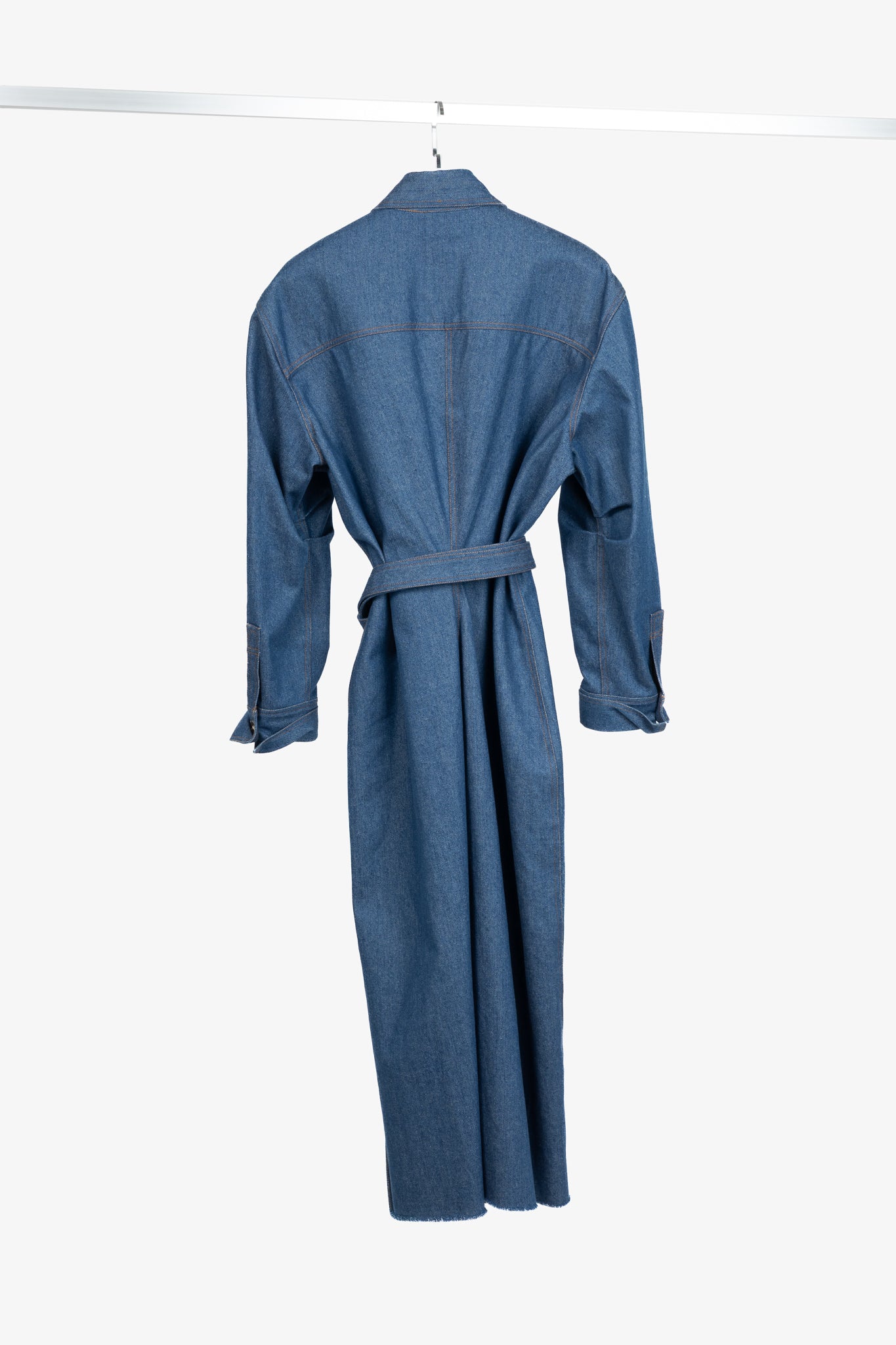 Marmar Halim Blue Denim Buttoned Belted Shirt Dress