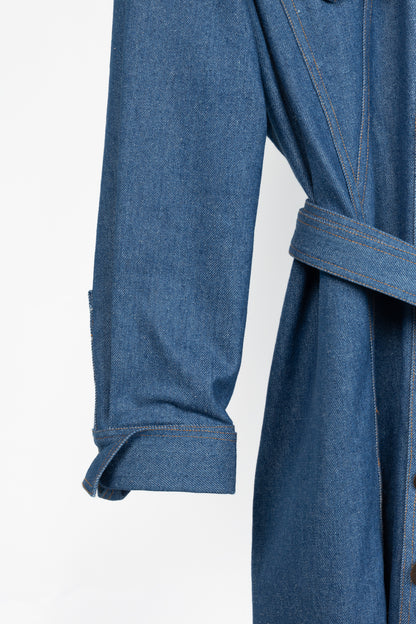 Marmar Halim Blue Denim Buttoned Belted Shirt Dress