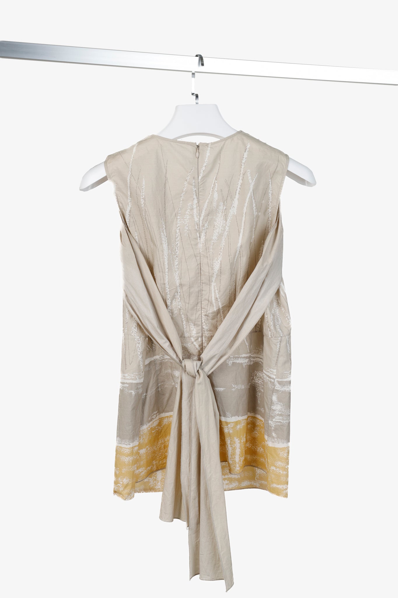 Marni Beige Ochre Yellow Print Tie-Back Blouse