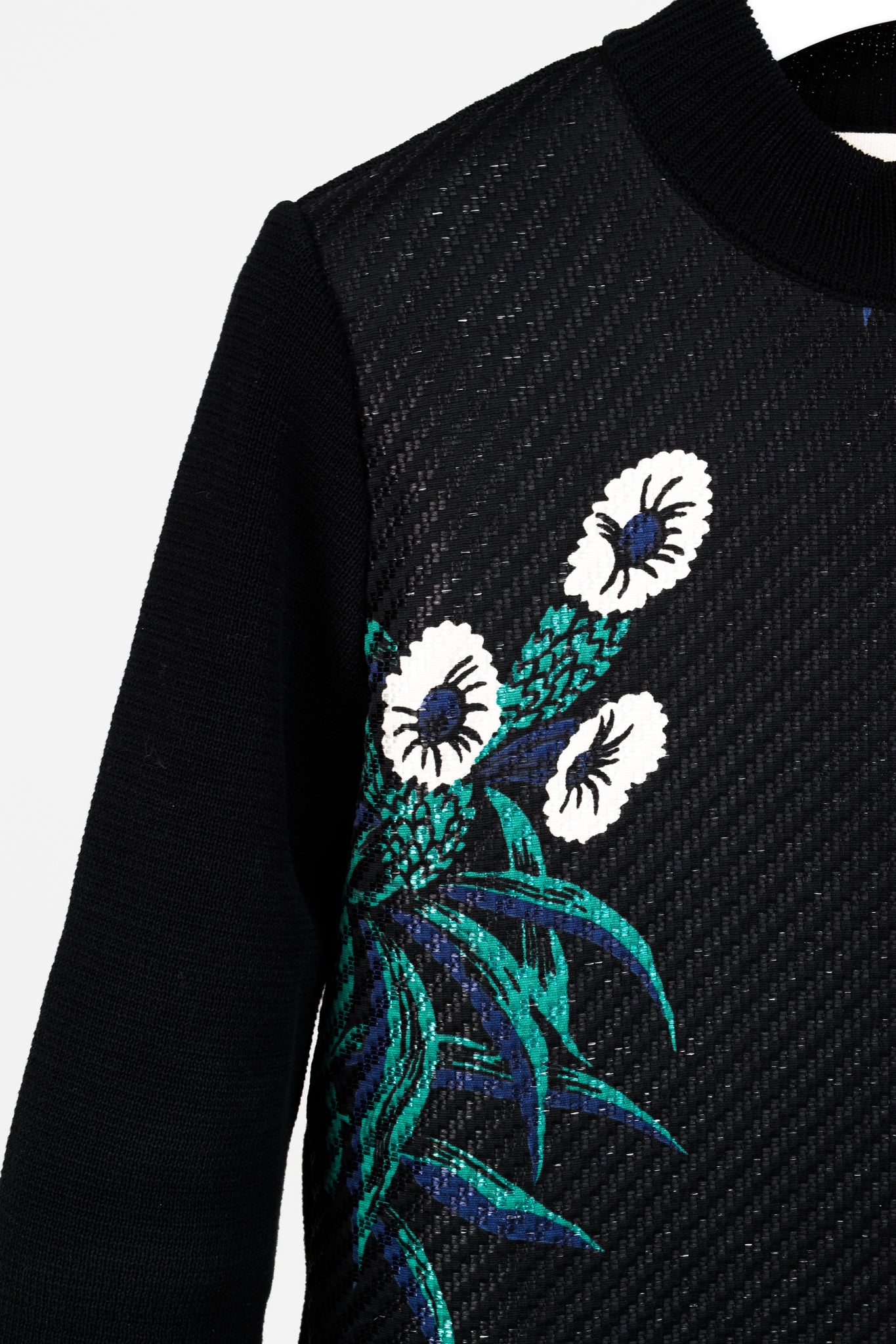 Marni Resort 2015 Black Floral Graphic Knit Bomber Jacket