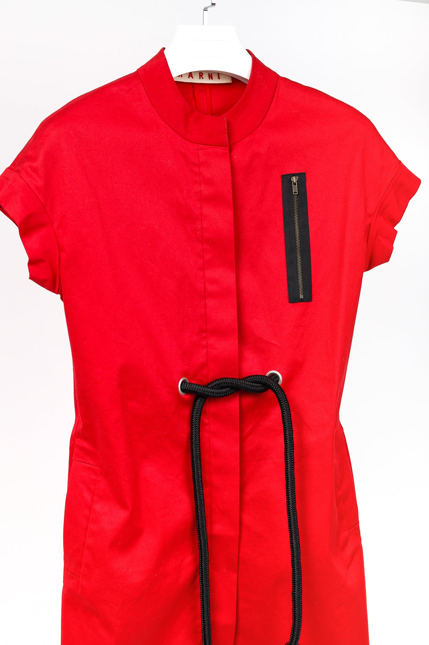 Marni SS/07 Runway Red Stretch-Cotton Waist-Tie Dress