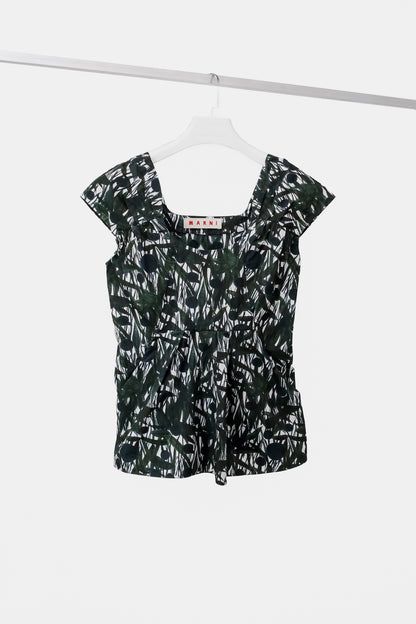 Marni Dark Green Top Painted Leaves