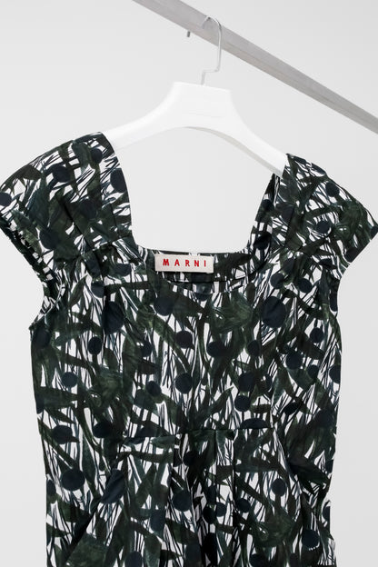 Marni Dark Green Top Painted Leaves