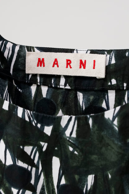 Marni Dark Green Top Painted Leaves