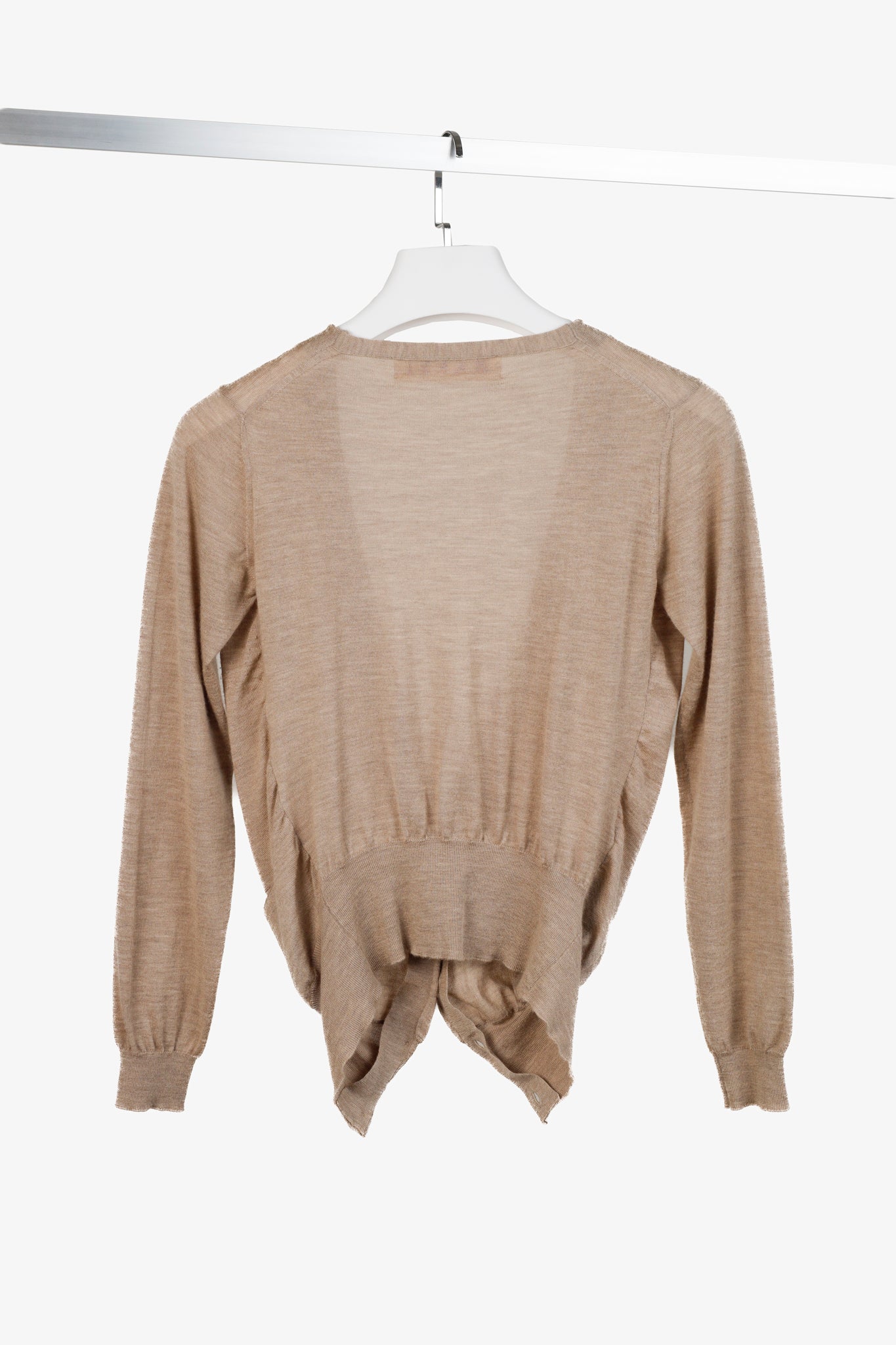 Marni Oatmeal Brown Cashmere V-Neck Cardigan