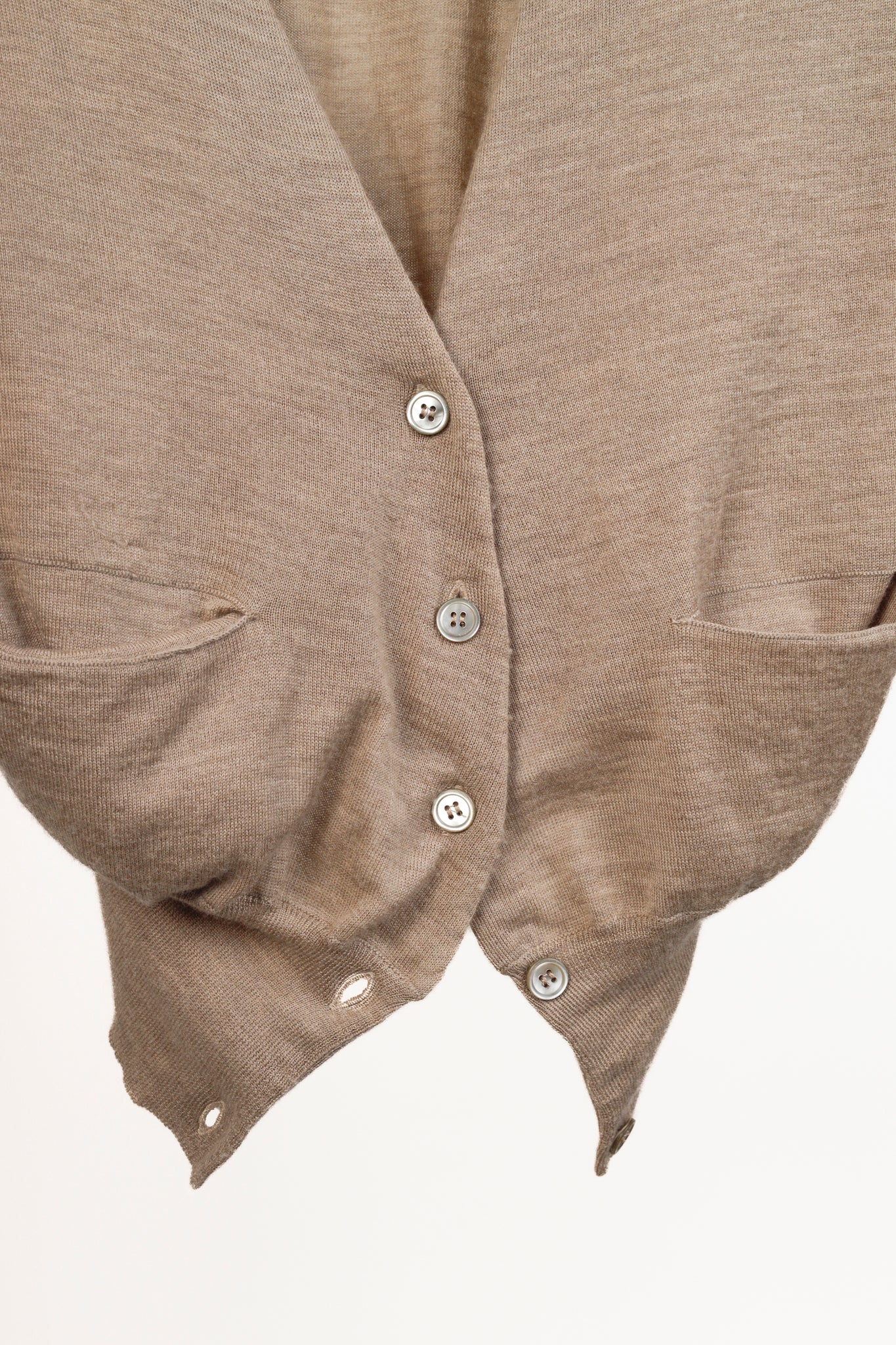 Marni Oatmeal Brown Cashmere V-Neck Cardigan