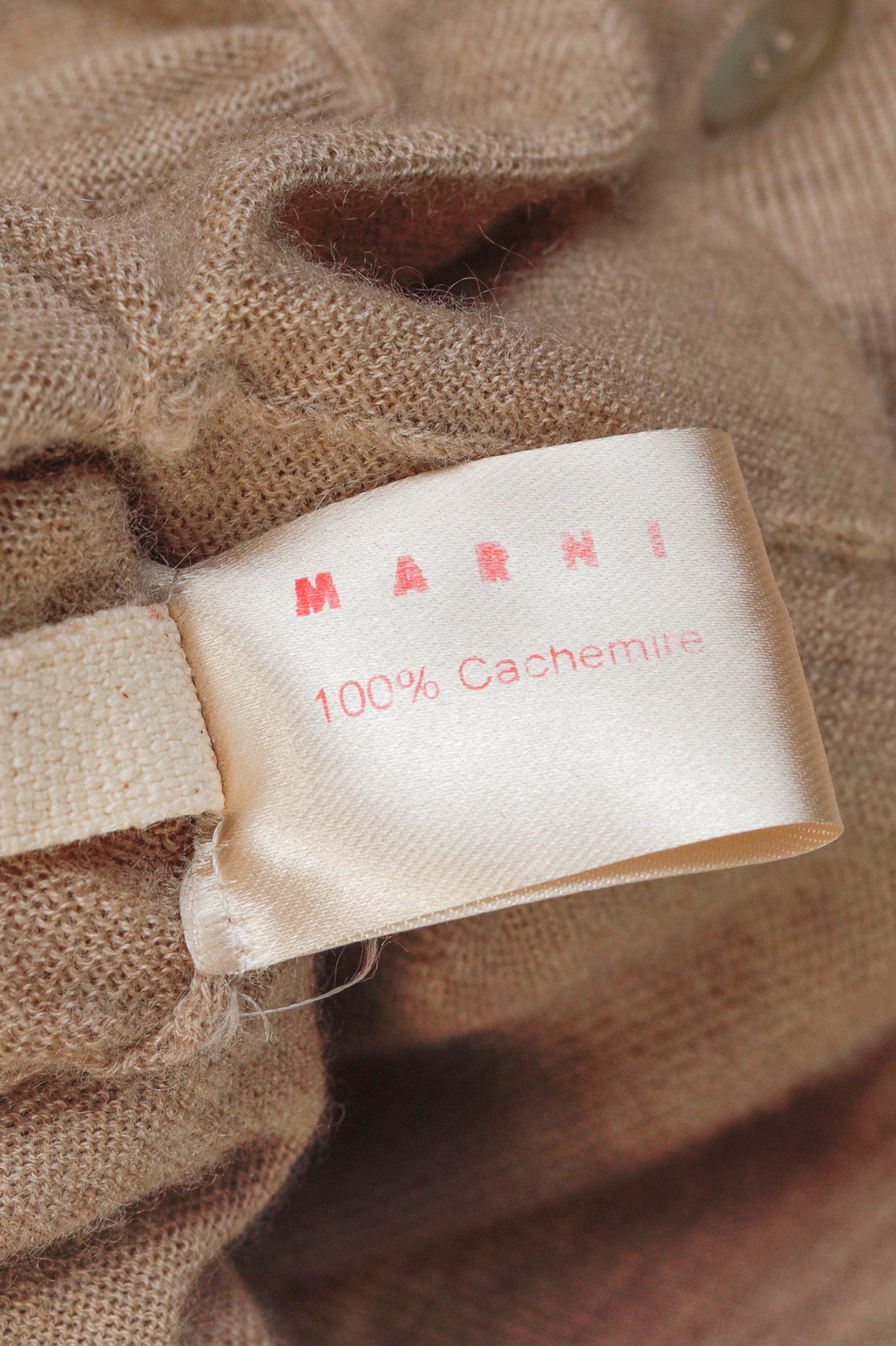 Marni Oatmeal Brown Cashmere V-Neck Cardigan