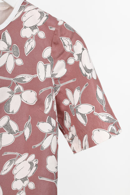 Marni Mauve Cotton & Silk Floral-Print Asymmetrical Top