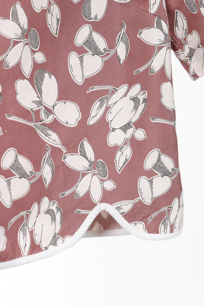 Marni Mauve Cotton & Silk Floral-Print Asymmetrical Top