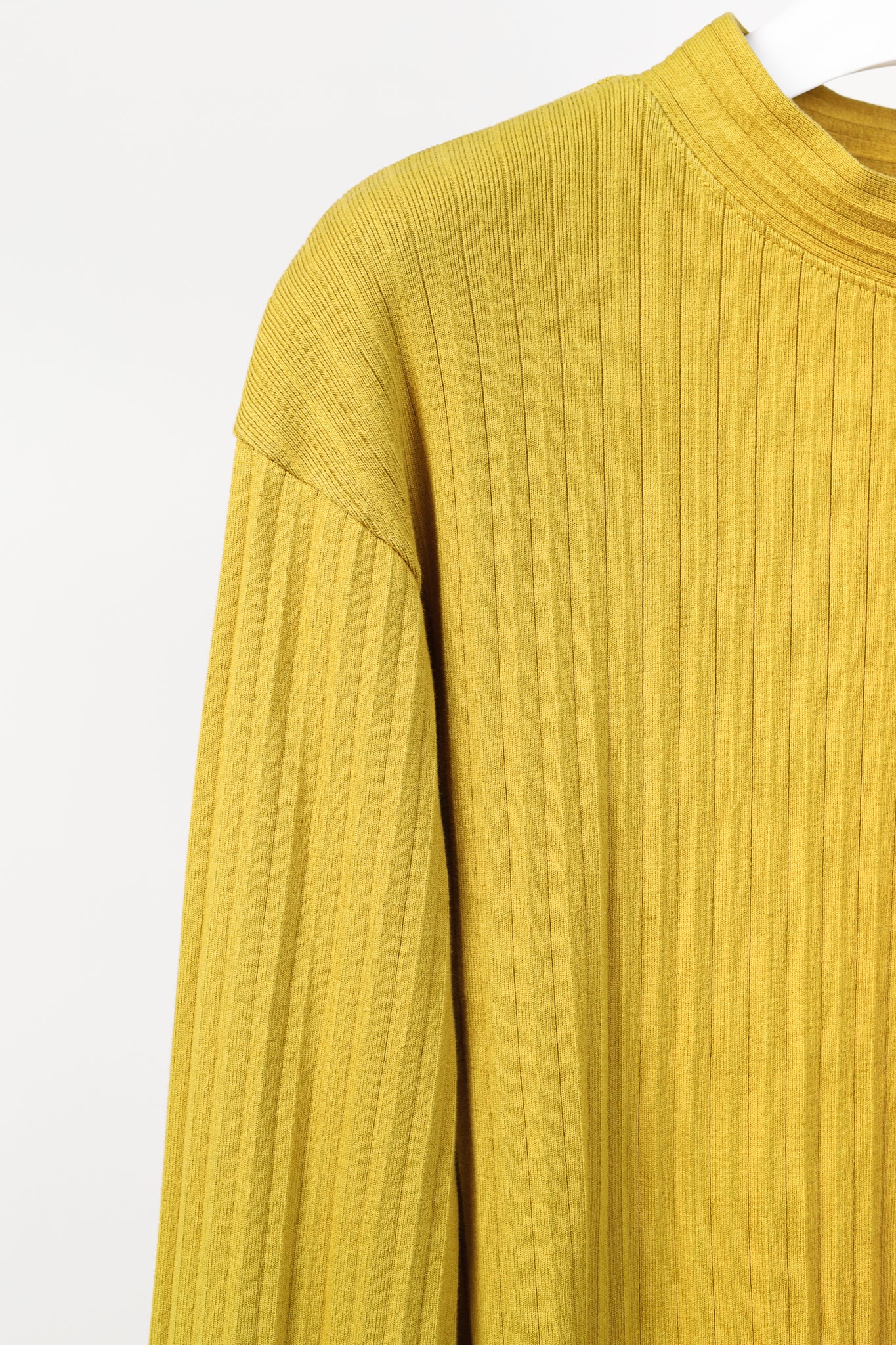 Marni Chartreuse Cotton Ribbed-Knit Mock Neck Top