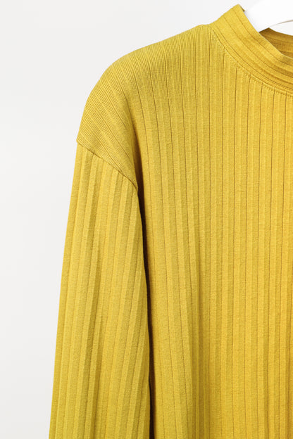 Marni Chartreuse Cotton Ribbed-Knit Mock Neck Top