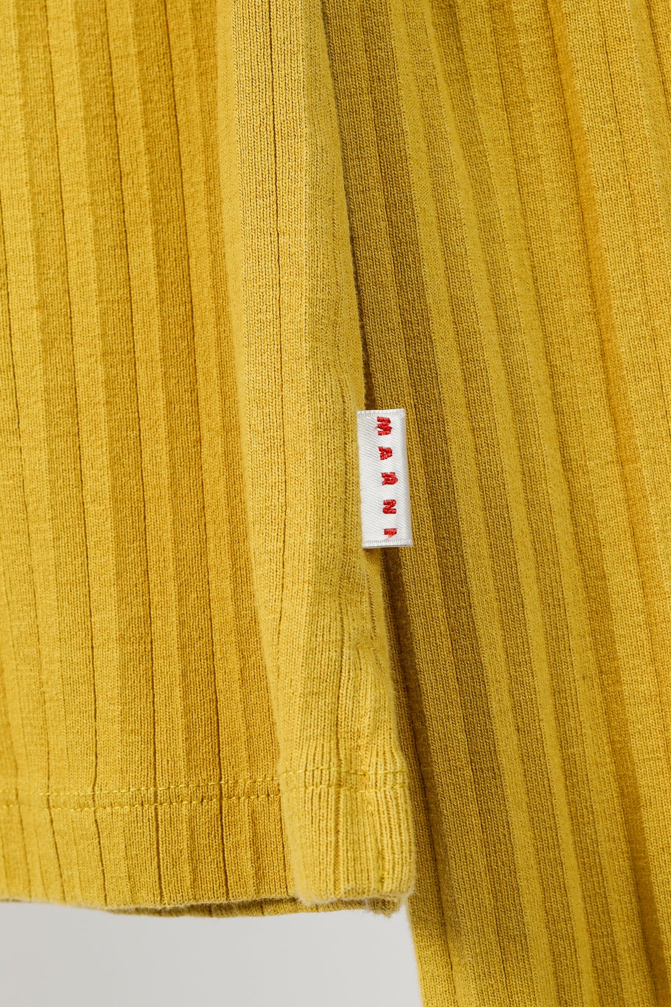 Marni Chartreuse Cotton Ribbed-Knit Mock Neck Top