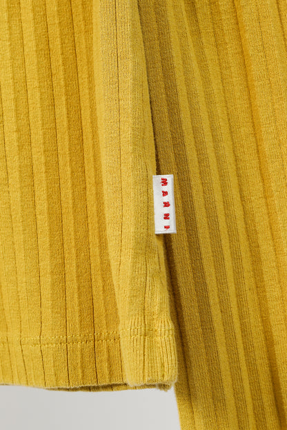 Marni Chartreuse Cotton Ribbed-Knit Mock Neck Top