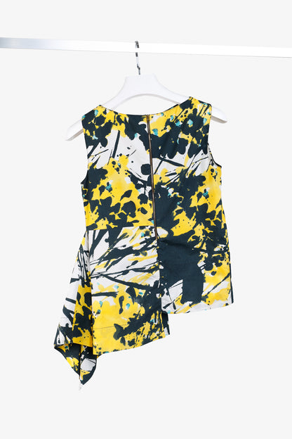 Marni Abstract Yellow Flowers Sleeveless Blouse