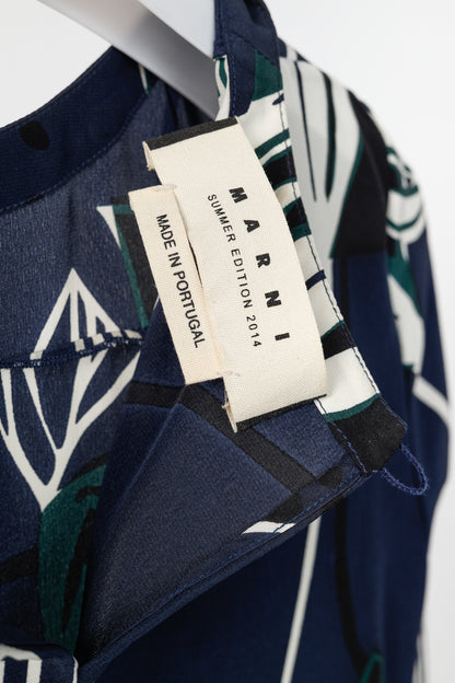 Marni Dress SS/14 Navy Floral Silk Mini Dress