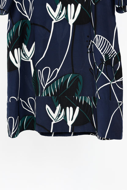 Marni Dress SS/14 Navy Floral Silk Mini Dress