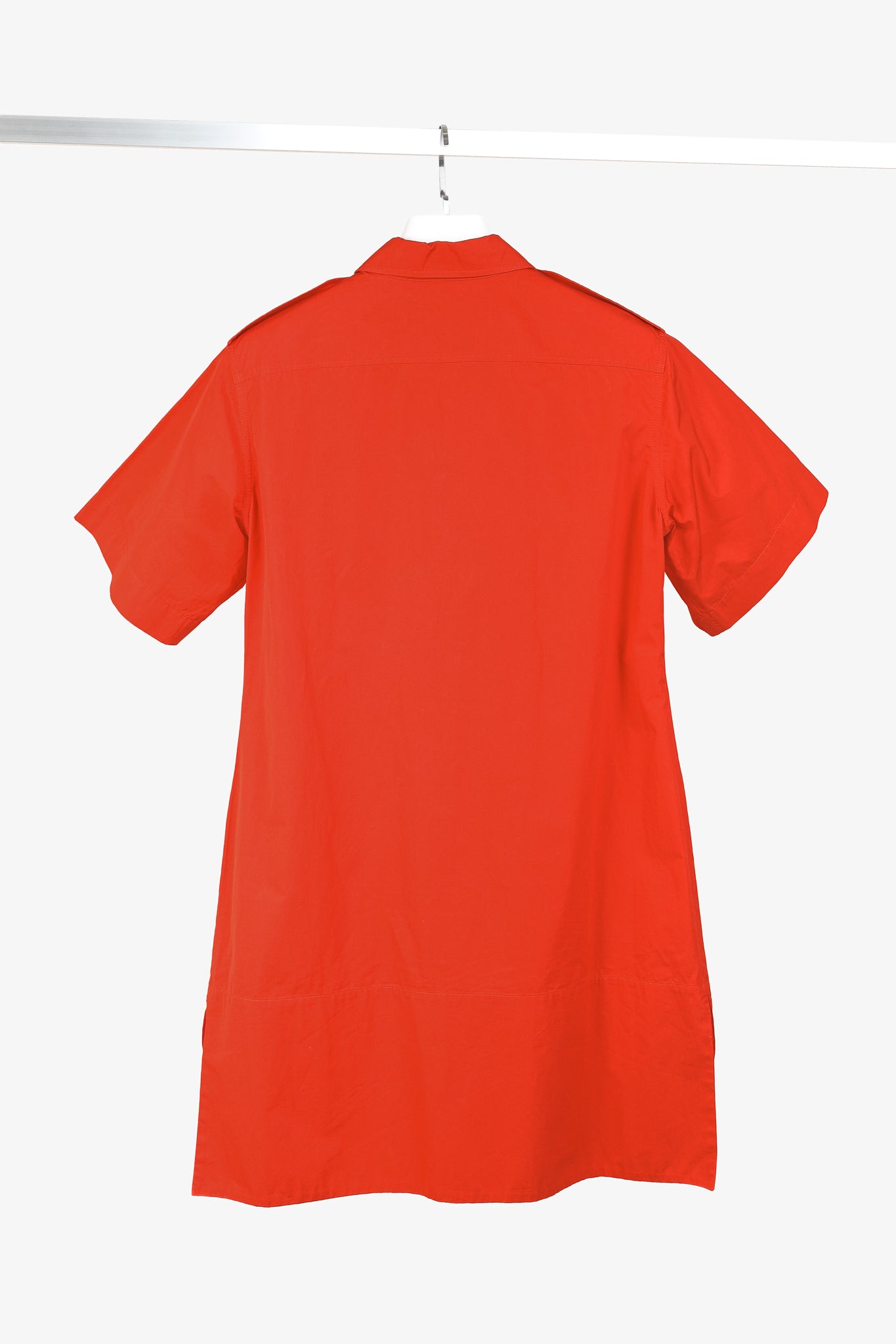 Marni Red Cotton Poplin Short-Sleeve Shirt Dress