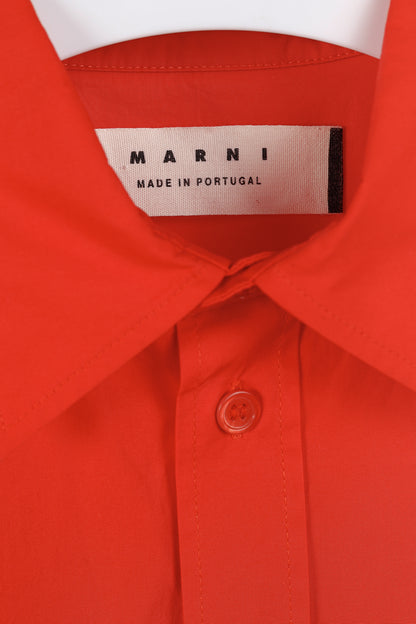 Marni Red Cotton Poplin Short-Sleeve Shirt Dress