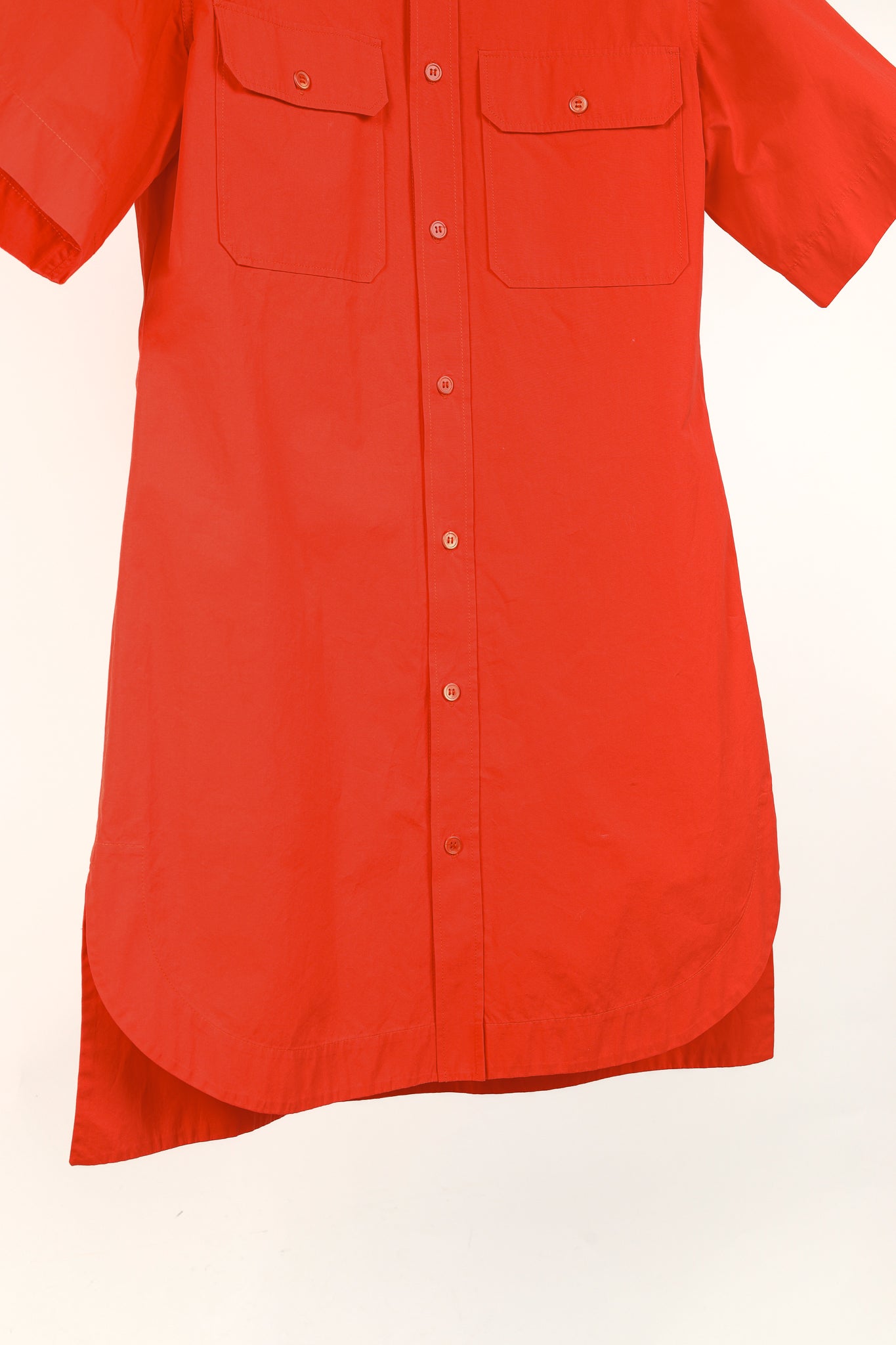 Marni Red Cotton Poplin Short-Sleeve Shirt Dress
