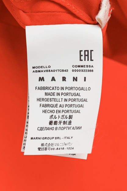 Marni Red Cotton Poplin Short-Sleeve Shirt Dress