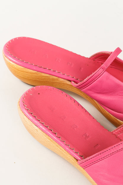 Marni Fuchsia Leather Clog