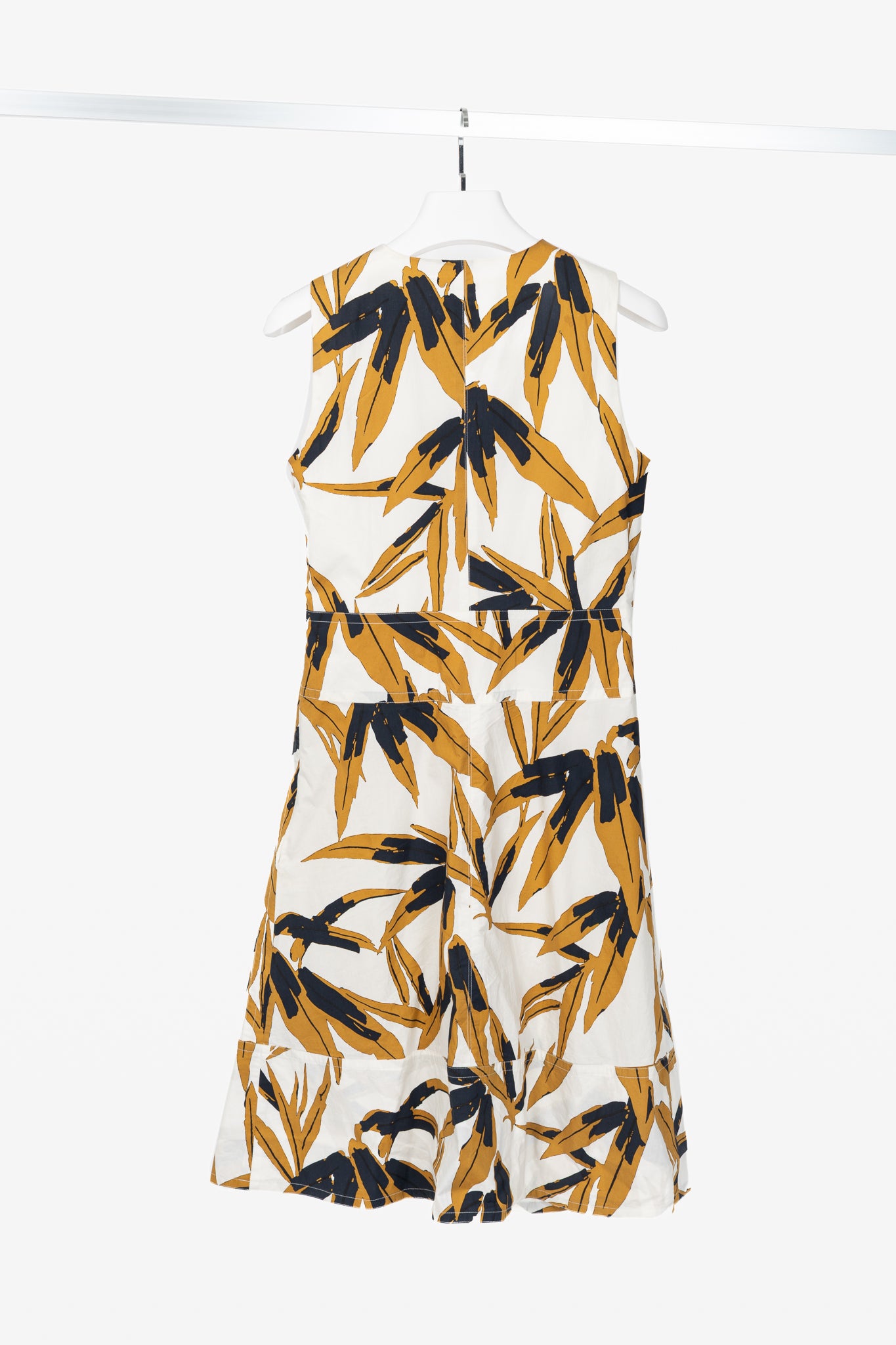 Marni White & Ochre Swash-Print Cotton-Poplin Dress