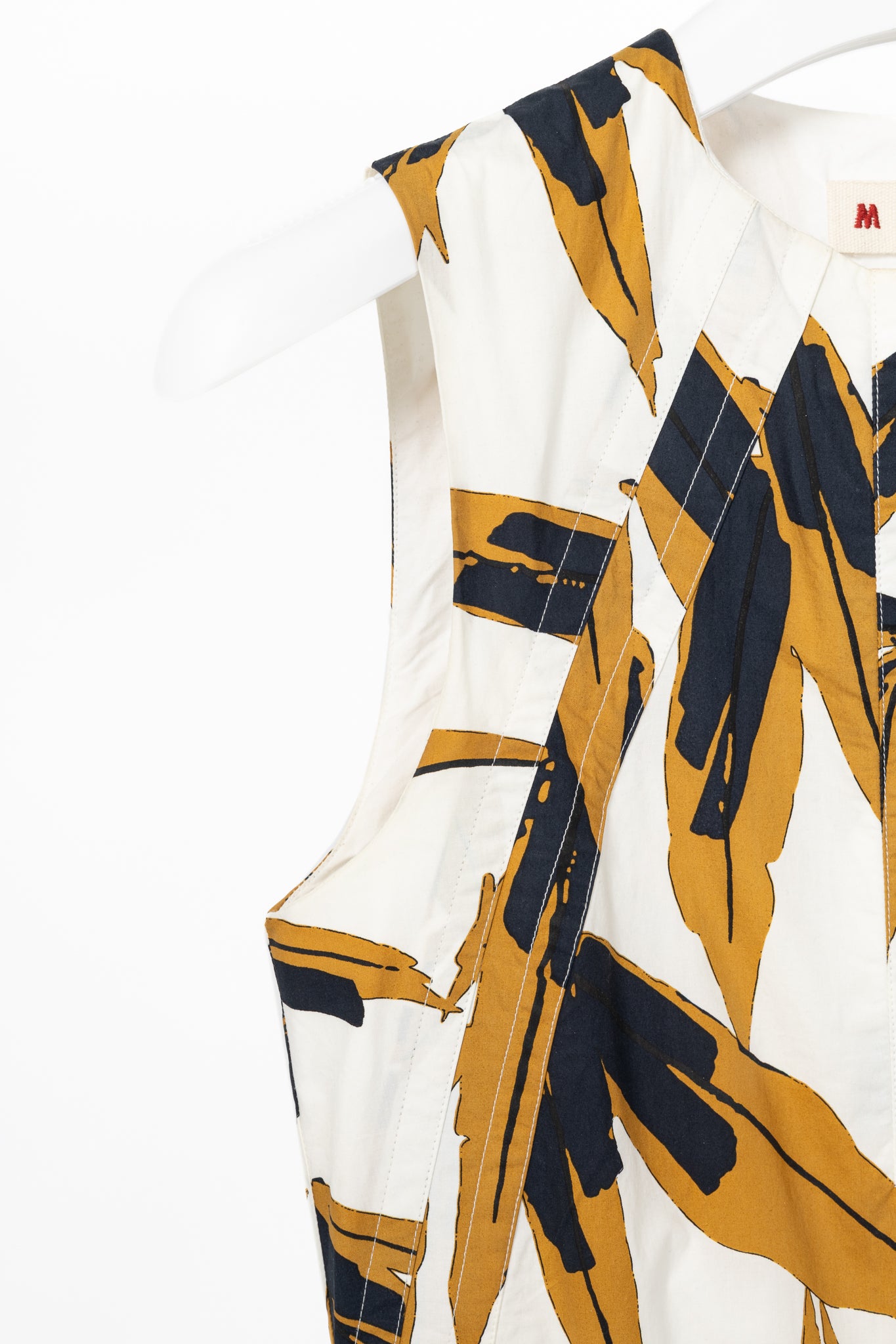 Marni White & Ochre Swash-Print Cotton-Poplin Dress