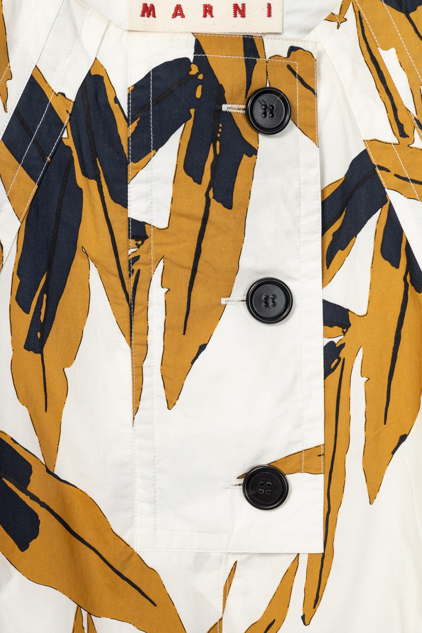 Marni White & Ochre Swash-Print Cotton-Poplin Dress