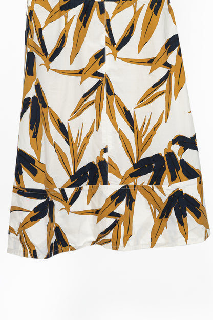 Marni White & Ochre Swash-Print Cotton-Poplin Dress