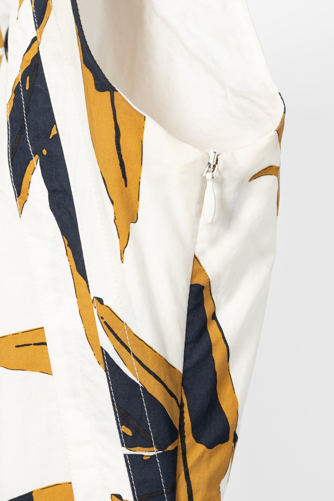 Marni White & Ochre Swash-Print Cotton-Poplin Dress