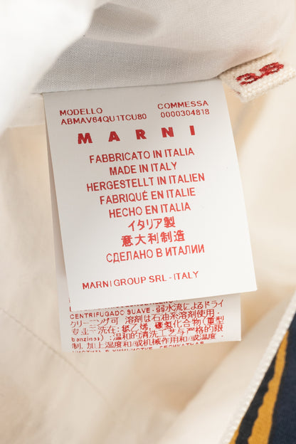 Marni White & Ochre Swash-Print Cotton-Poplin Dress