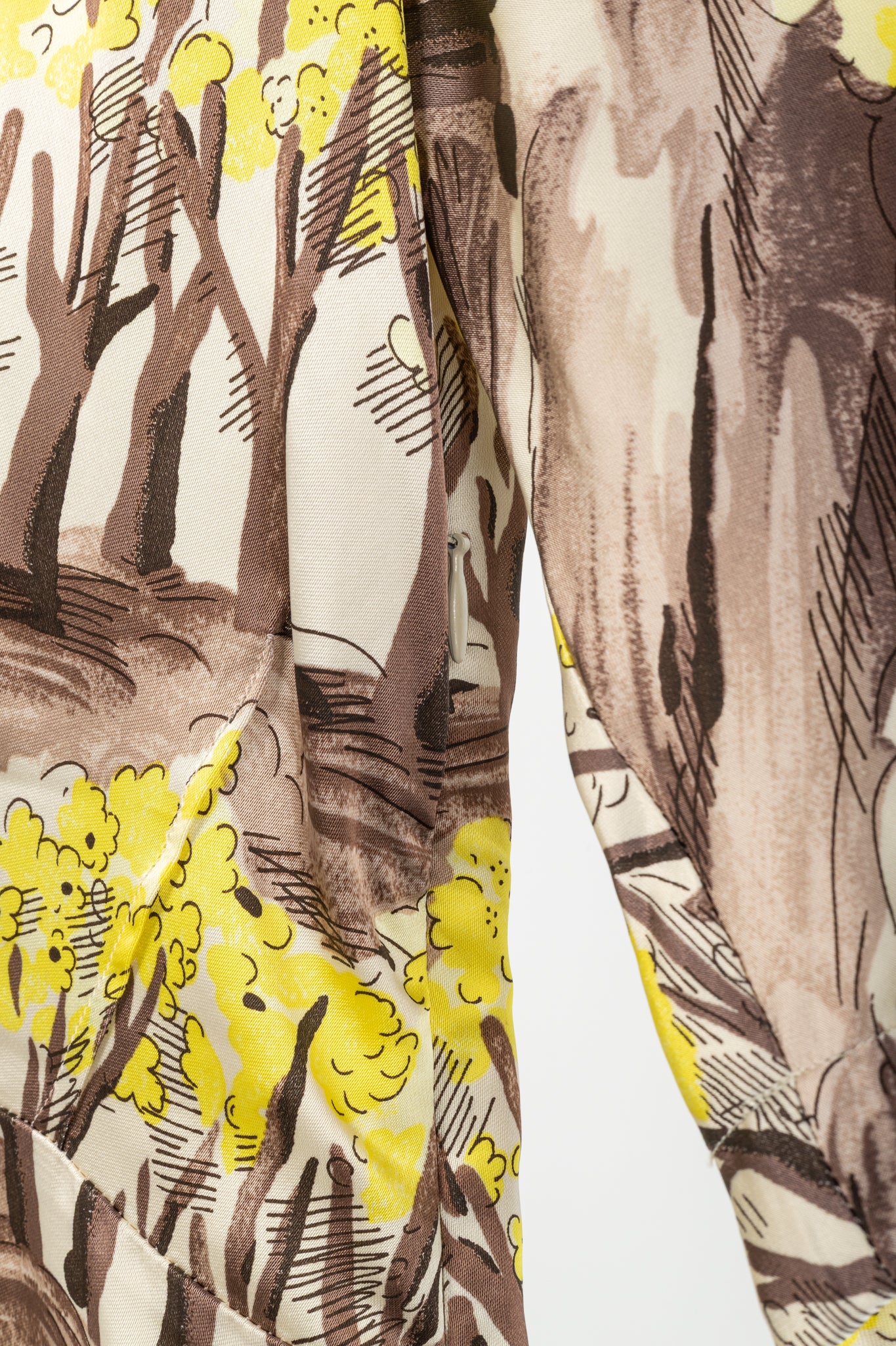 Marni AW/13 Brown & Yellow Forest-Print Viscose 3/4-Sleeve Blouse
