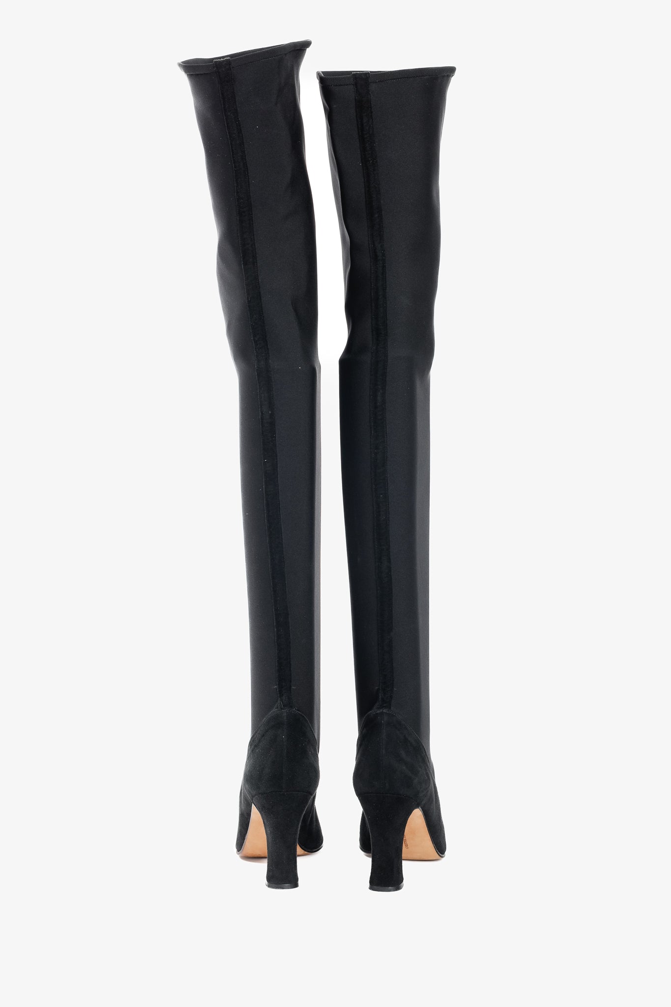 Martinez Valero Black Suede Stretch Thigh-High Boots