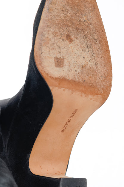 Martinez Valero Black Suede Stretch Thigh-High Boots