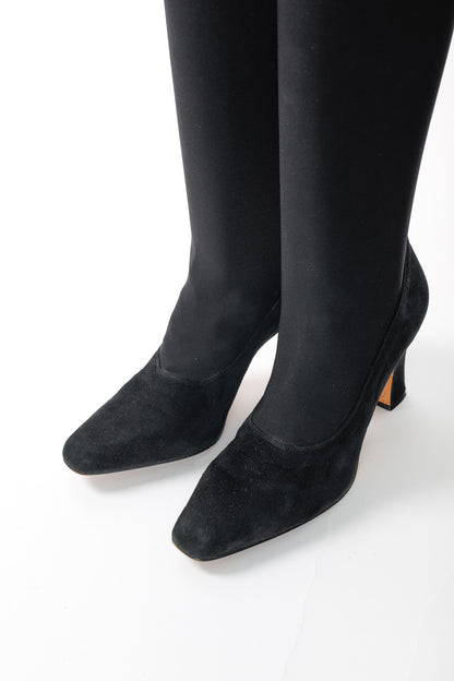 Martinez Valero Black Suede Stretch Thigh-High Boots
