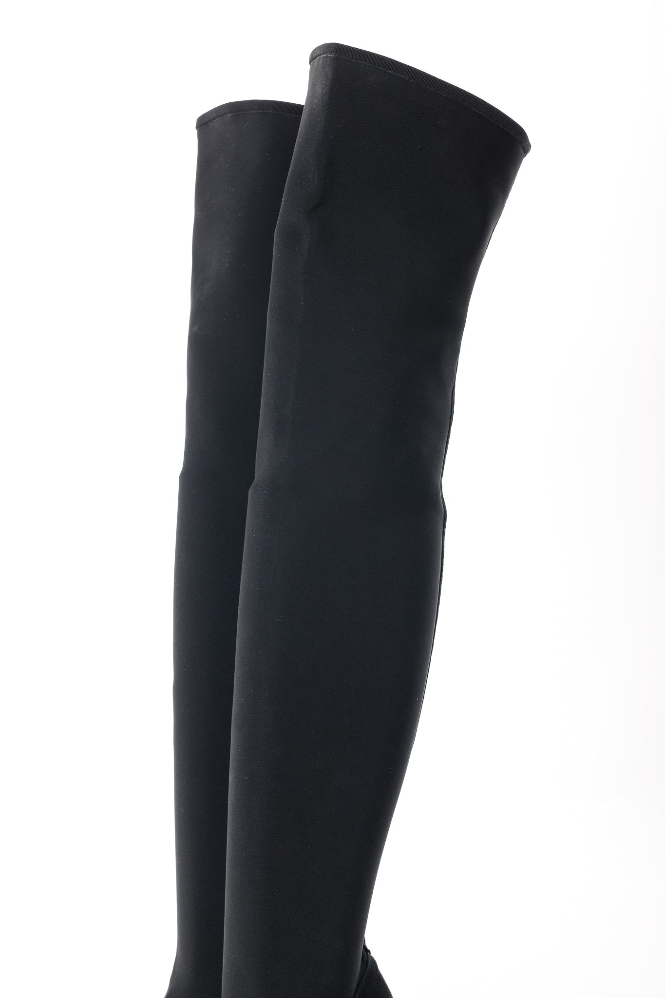 Martinez Valero Black Suede Stretch Thigh-High Boots