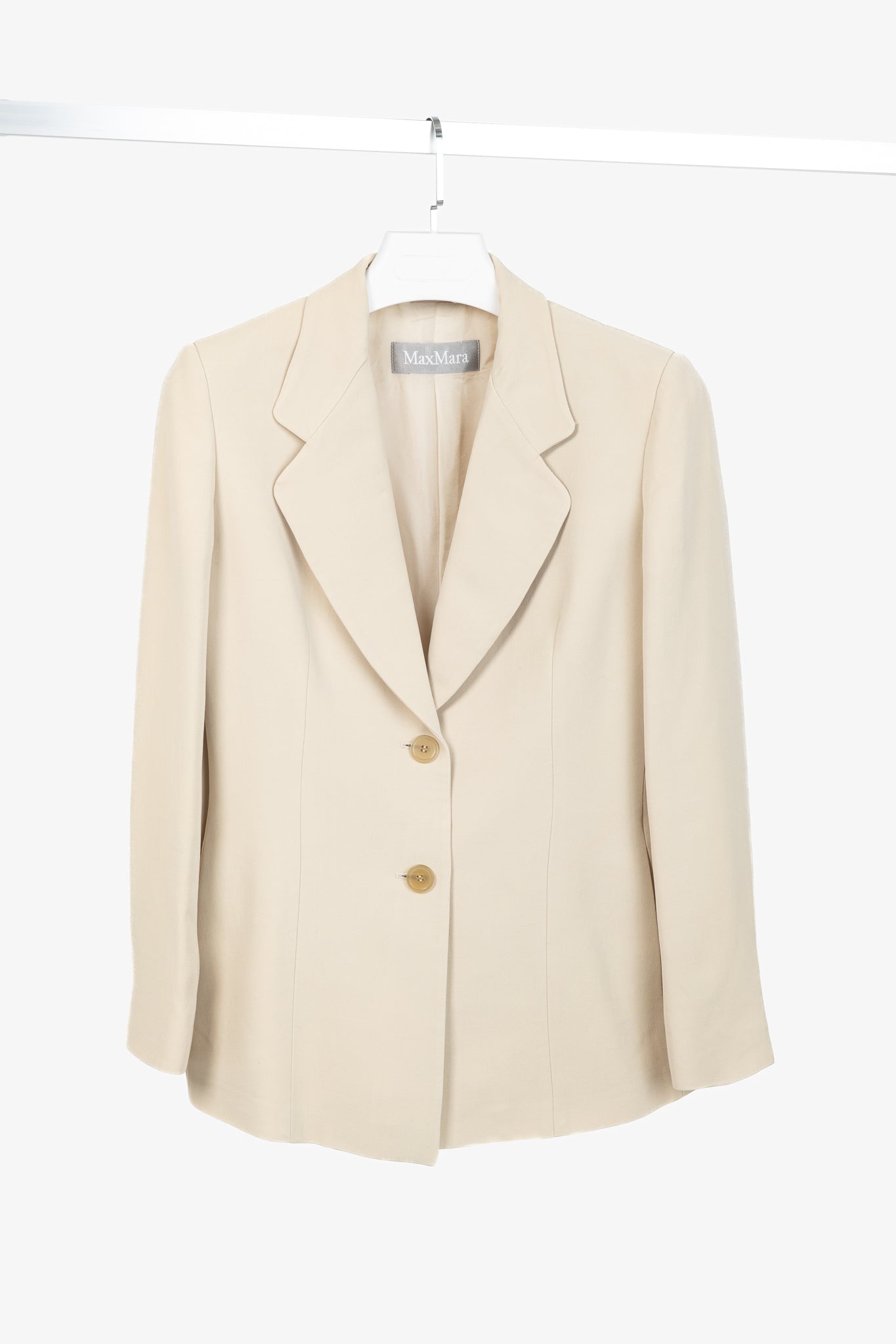 Max Mara Beige Crepe Single-Breasted Blazer