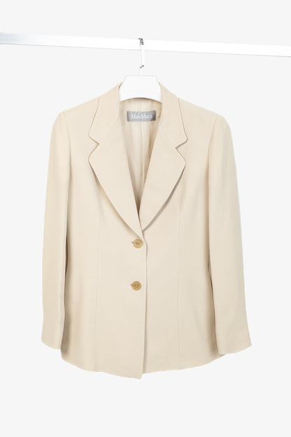 Max Mara Beige Crepe Single-Breasted Blazer