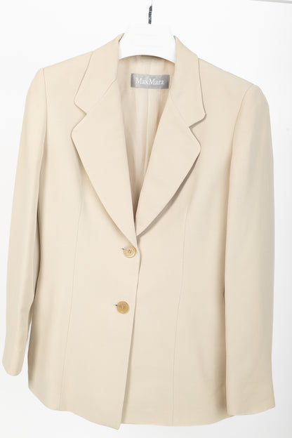 Max Mara Beige Crepe Single-Breasted Blazer