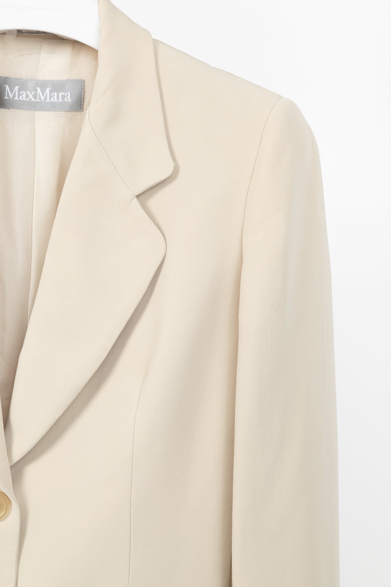 Max Mara Beige Crepe Single-Breasted Blazer