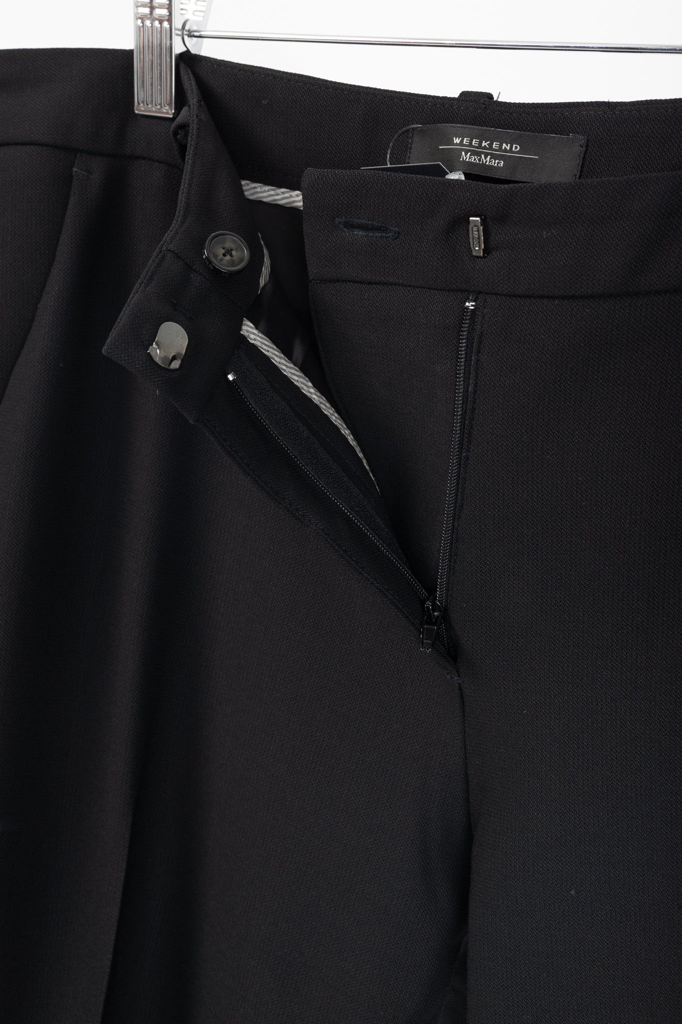 Weekend Max Mara Cigarette Black Wool-Crepe Trousers